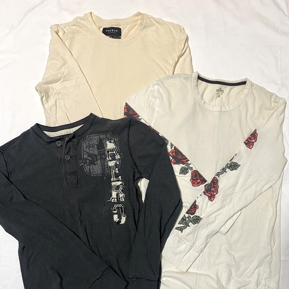 Long sleeve graphic tees size S, Pacsun, Aero and Hollister